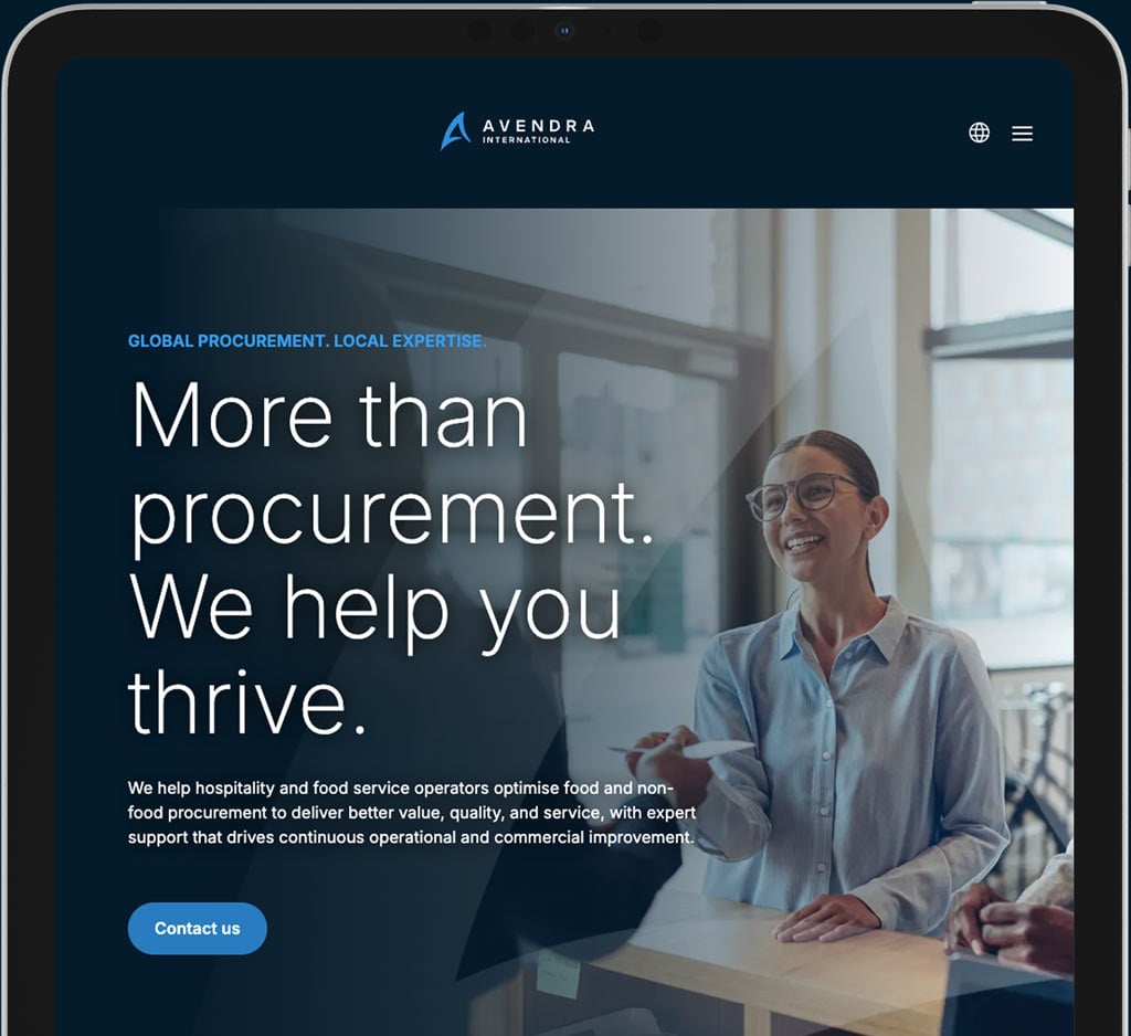 Image of the Avendra International Europe homepage